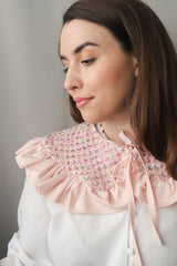 Pink Tweed Detachable Collar