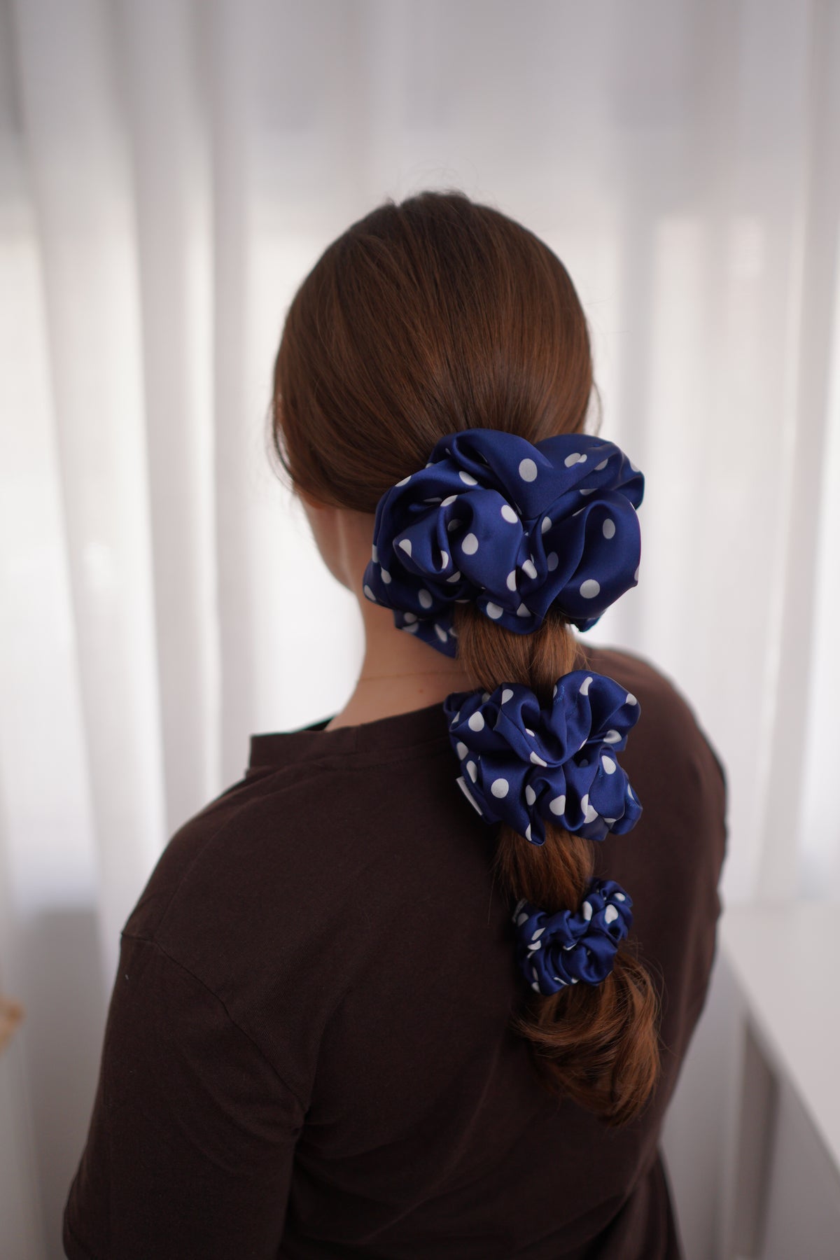 Polka Moon Satin Scrunchie