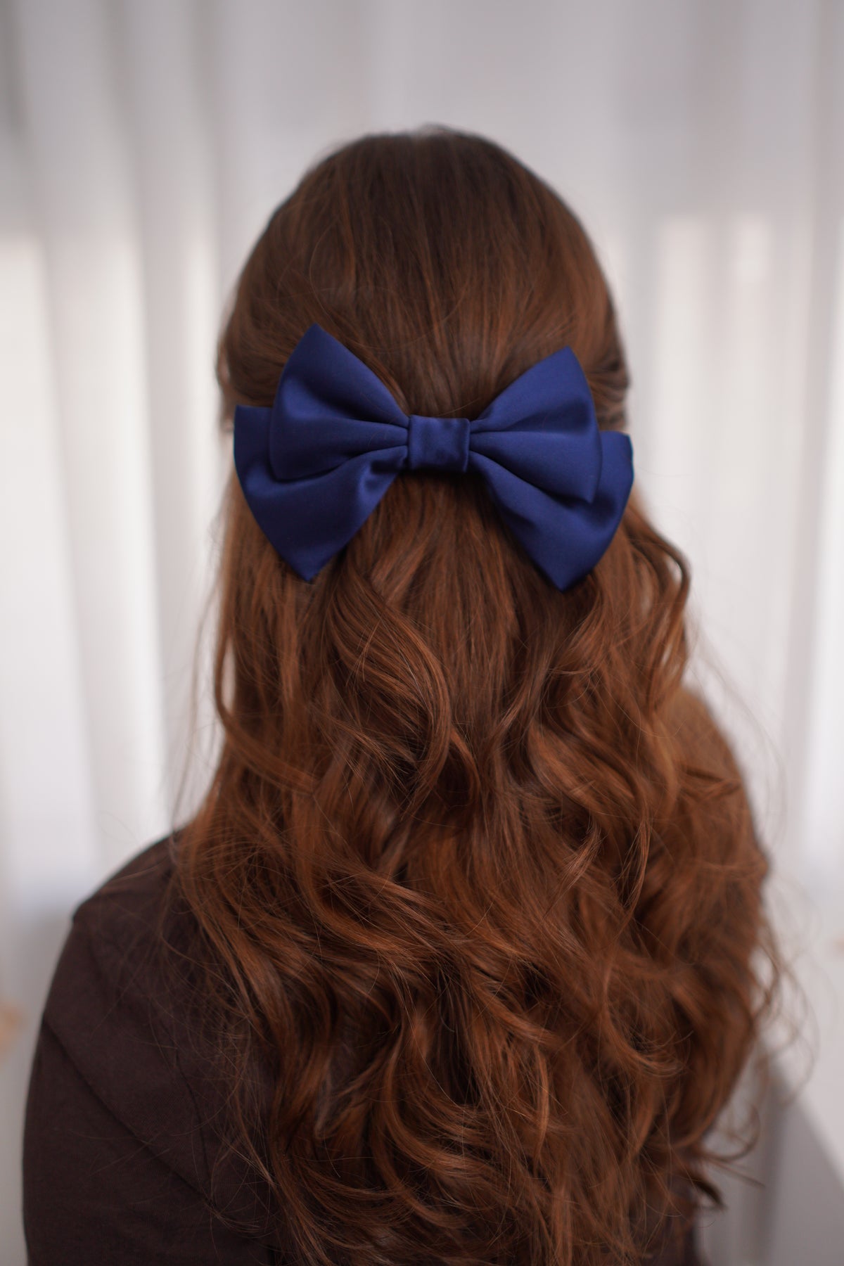 Navy Hour Small Hair Bow Clip
