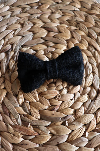 Black Tweed Hair Bow Clip - Petite - Milinnery