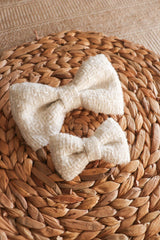 White Tweed Hair Bow Clip - Petite - Milinnery