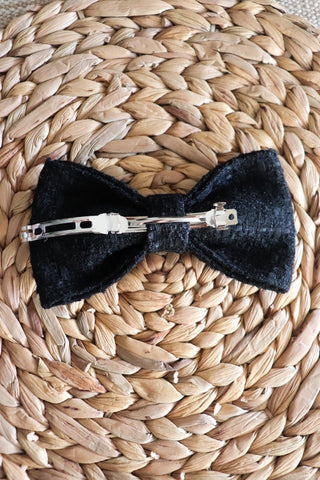 Black Tweed Hair Bow Clip - Standard - Milinnery