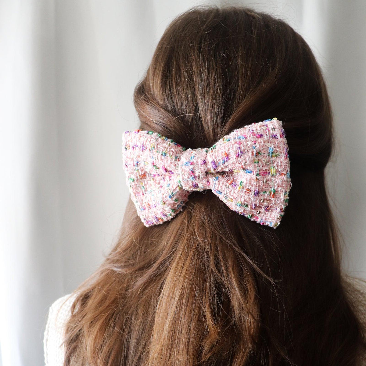 Candy Tweed Hair Bow Clip - Standard - Milinnery