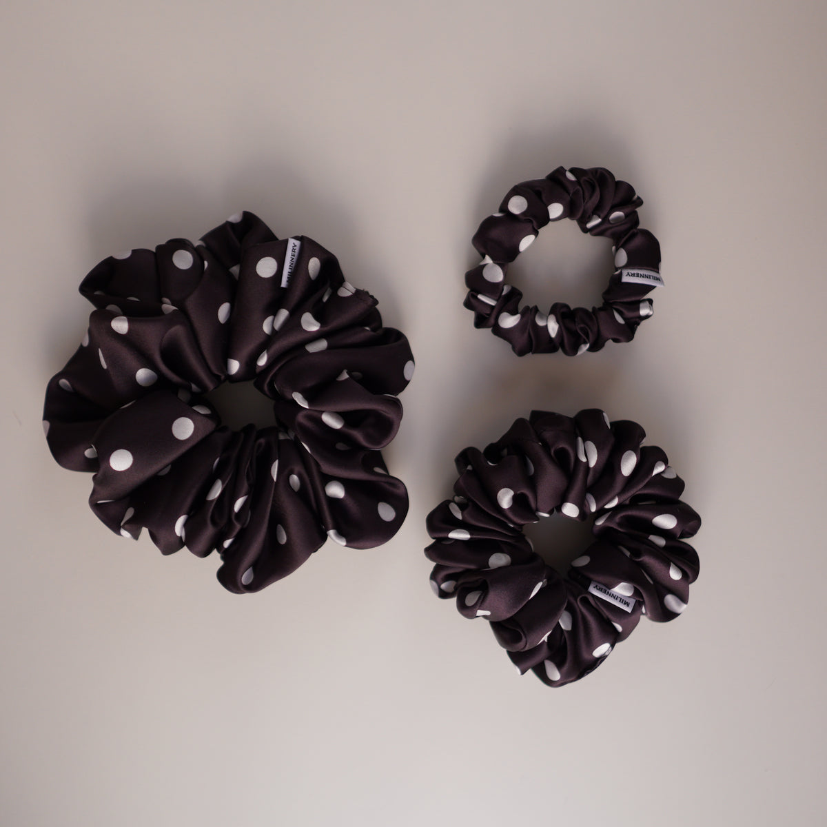 Espresso Polka Satin Scrunchie