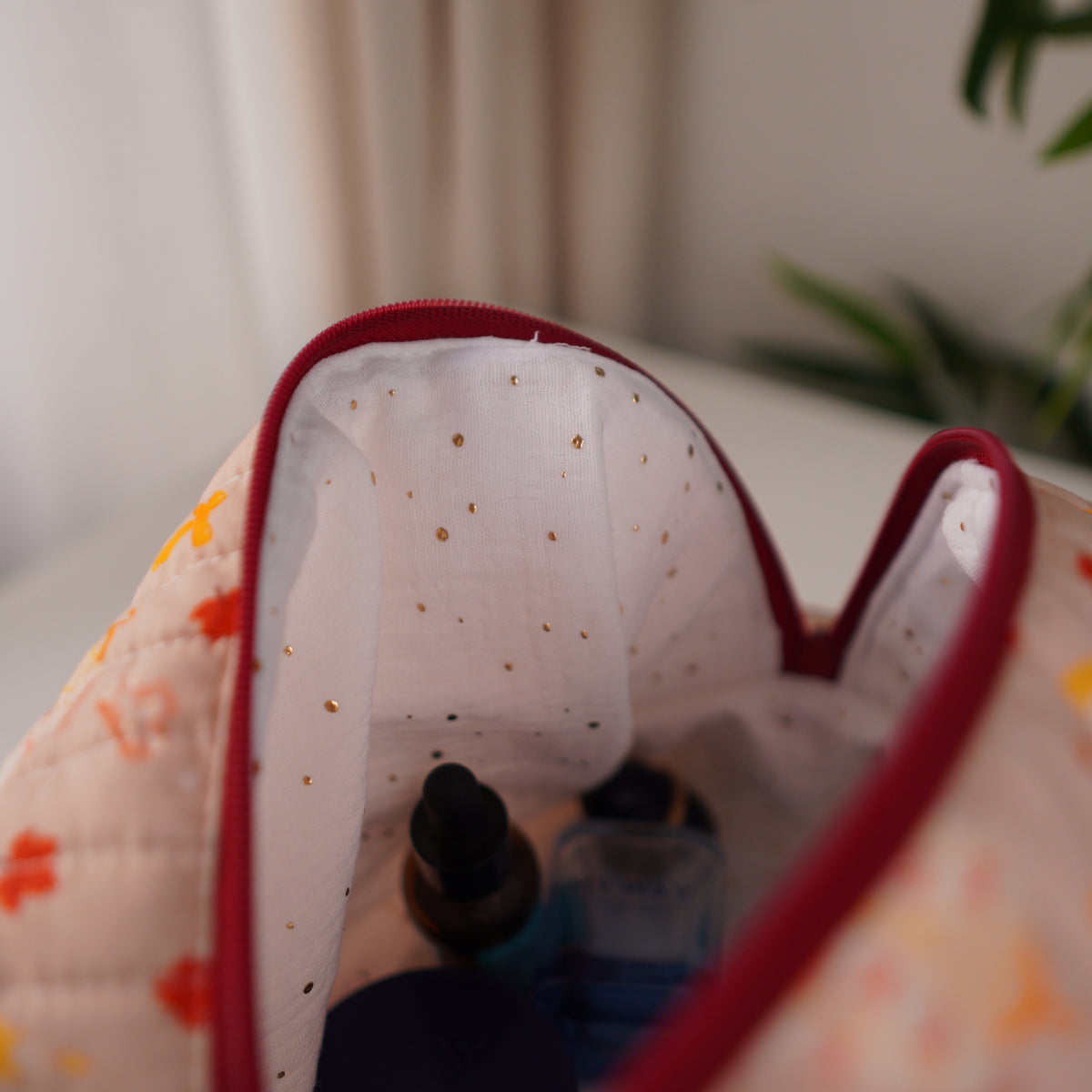 Autumn Leaves Quilted Makeup Bag