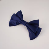 Navy Hour Small Hair Bow Clip