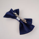 Navy Hour Small Hair Bow Clip