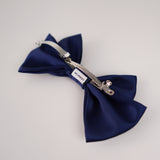 Navy Hour Small Hair Bow Clip