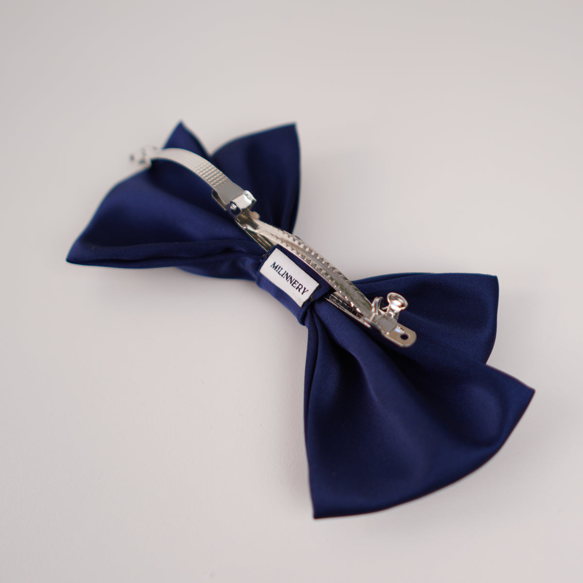 Navy Hour Small Hair Bow Clip
