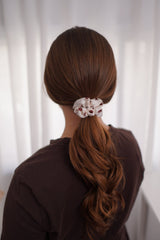 Truffle Cream Polka Satin Scrunchie