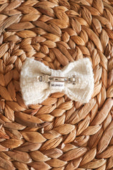 White Tweed Hair Bow Clip - Petite - Milinnery