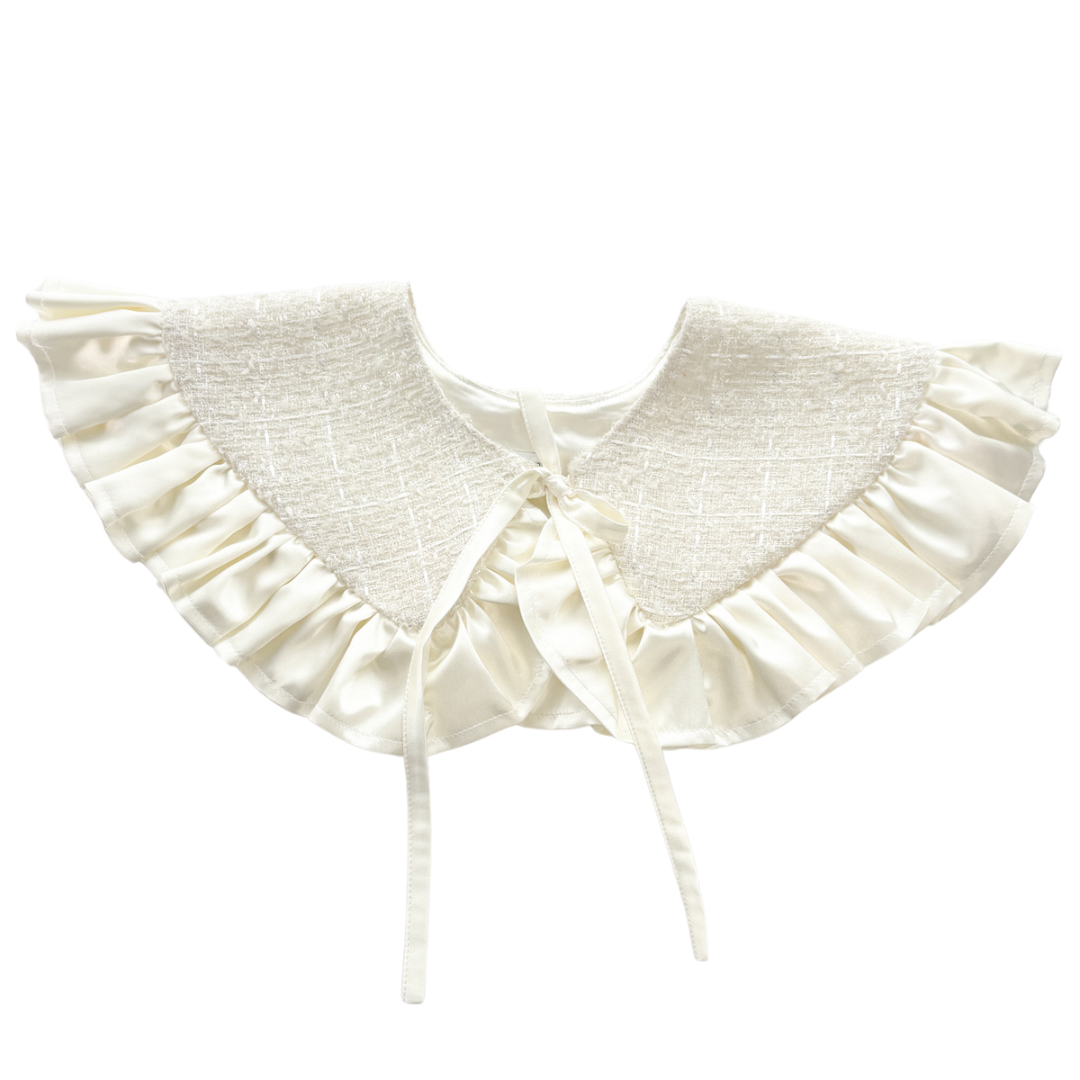 Colletto staccabile in tweed color crema