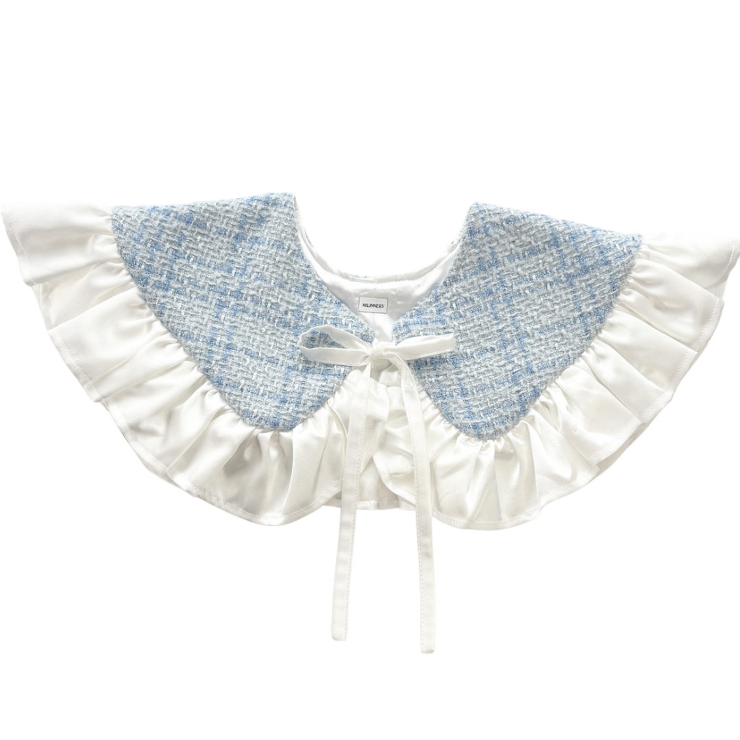 Blue Tweed Detachable Collar