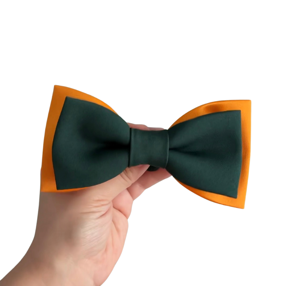 Orange and Green Small Hair Bow Clip