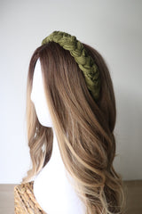 Bandeau en velours tressé à motif de feuilles