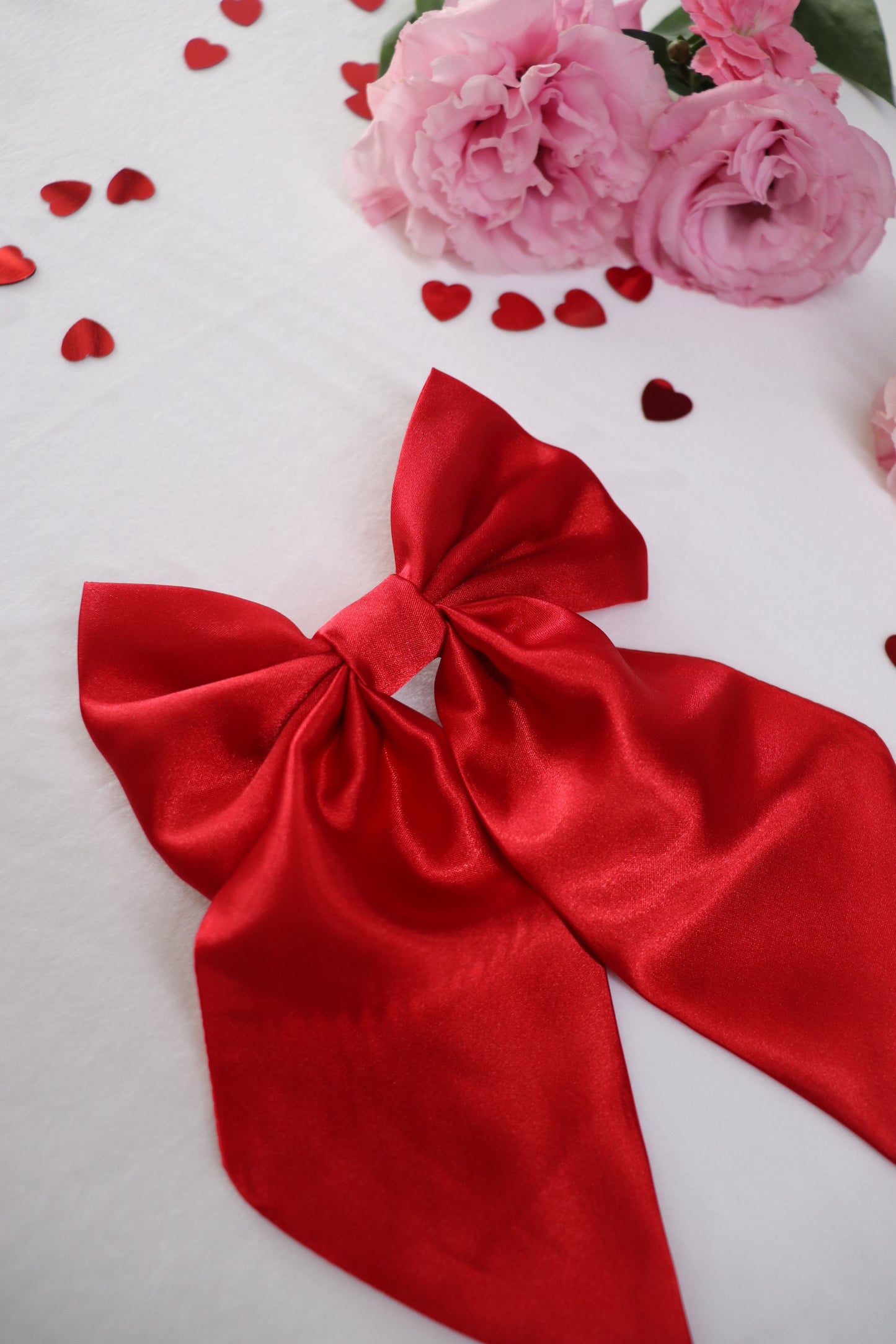 Cupid Charm Small Long Tail Hair Bow Clip