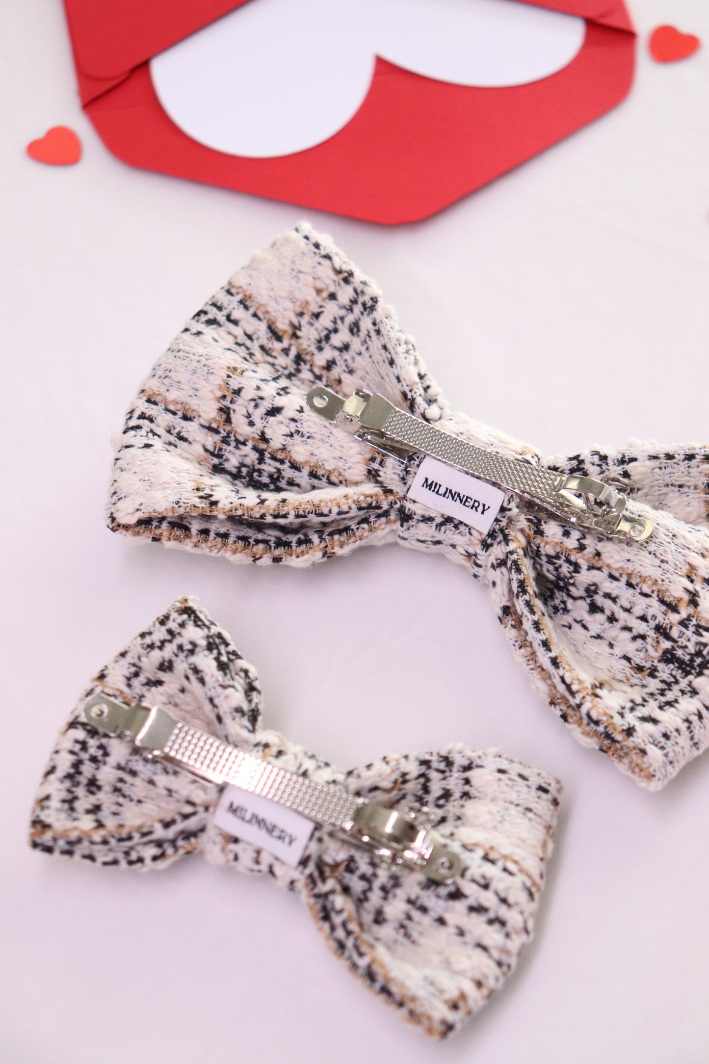 Biscuit Tweed Hair Bow Clip