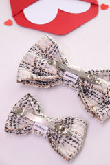 Biscuit Tweed Hair Bow Clip
