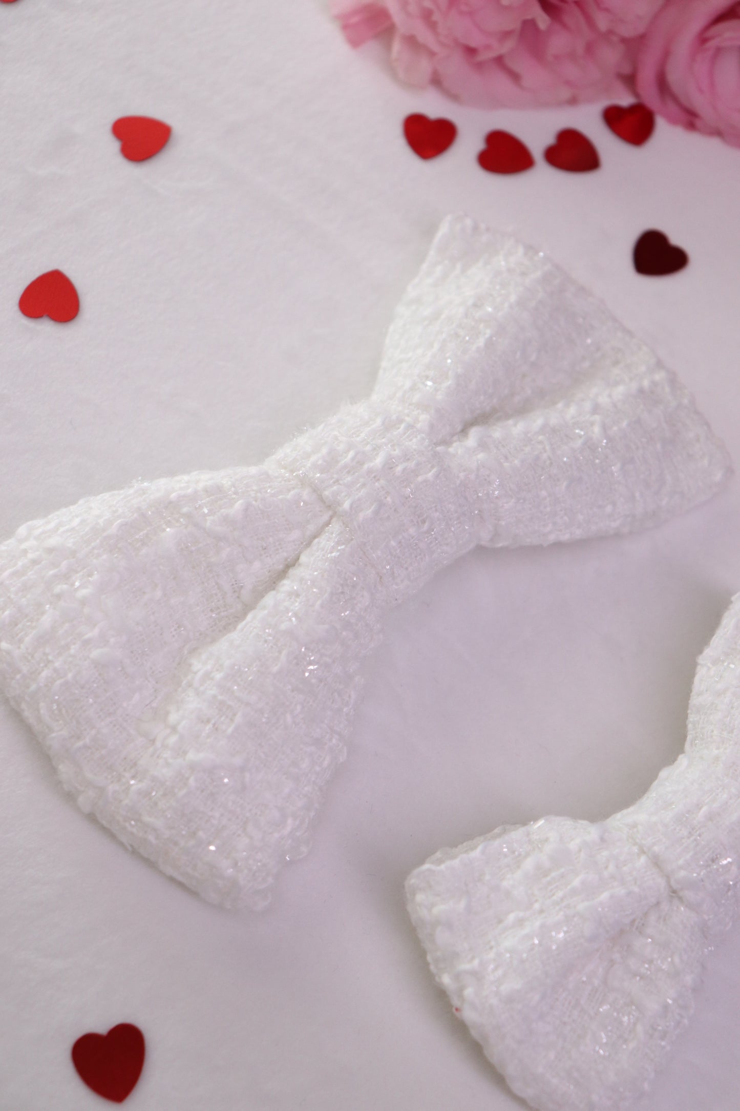 Dove Tweed Hair Bow Clip