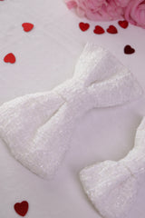 Dove Tweed Hair Bow Clip