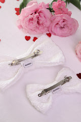 Dove Tweed Hair Bow Clip