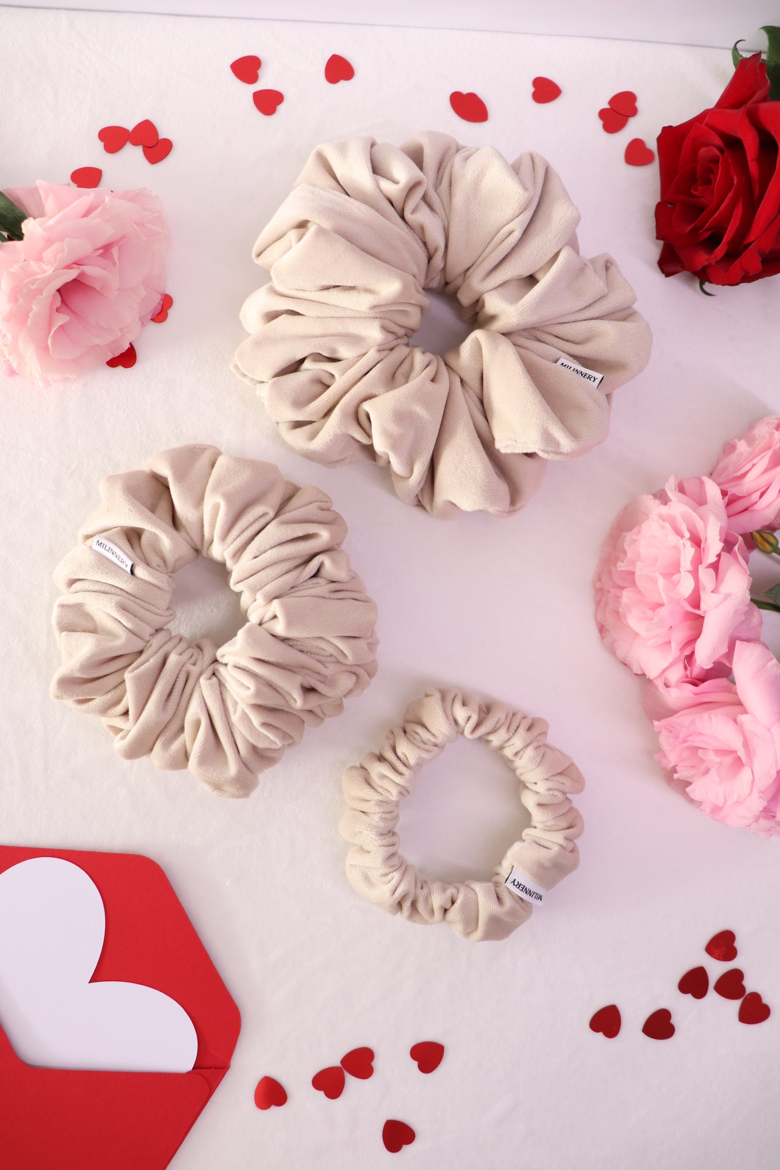 Ivory Cloud Velvet Scrunchie