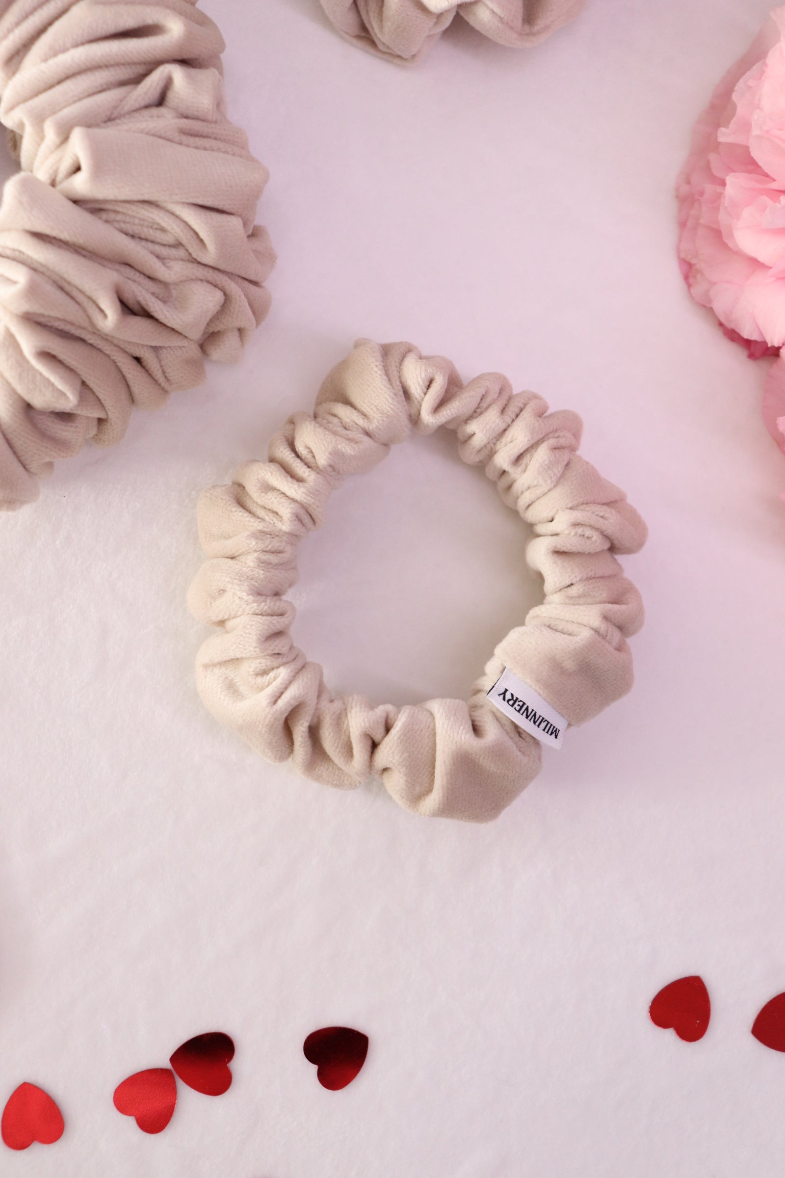 Ivory Cloud Velvet Scrunchie