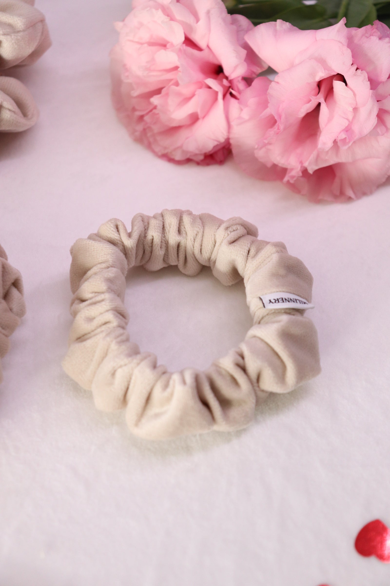 Ivory Cloud Velvet Scrunchie