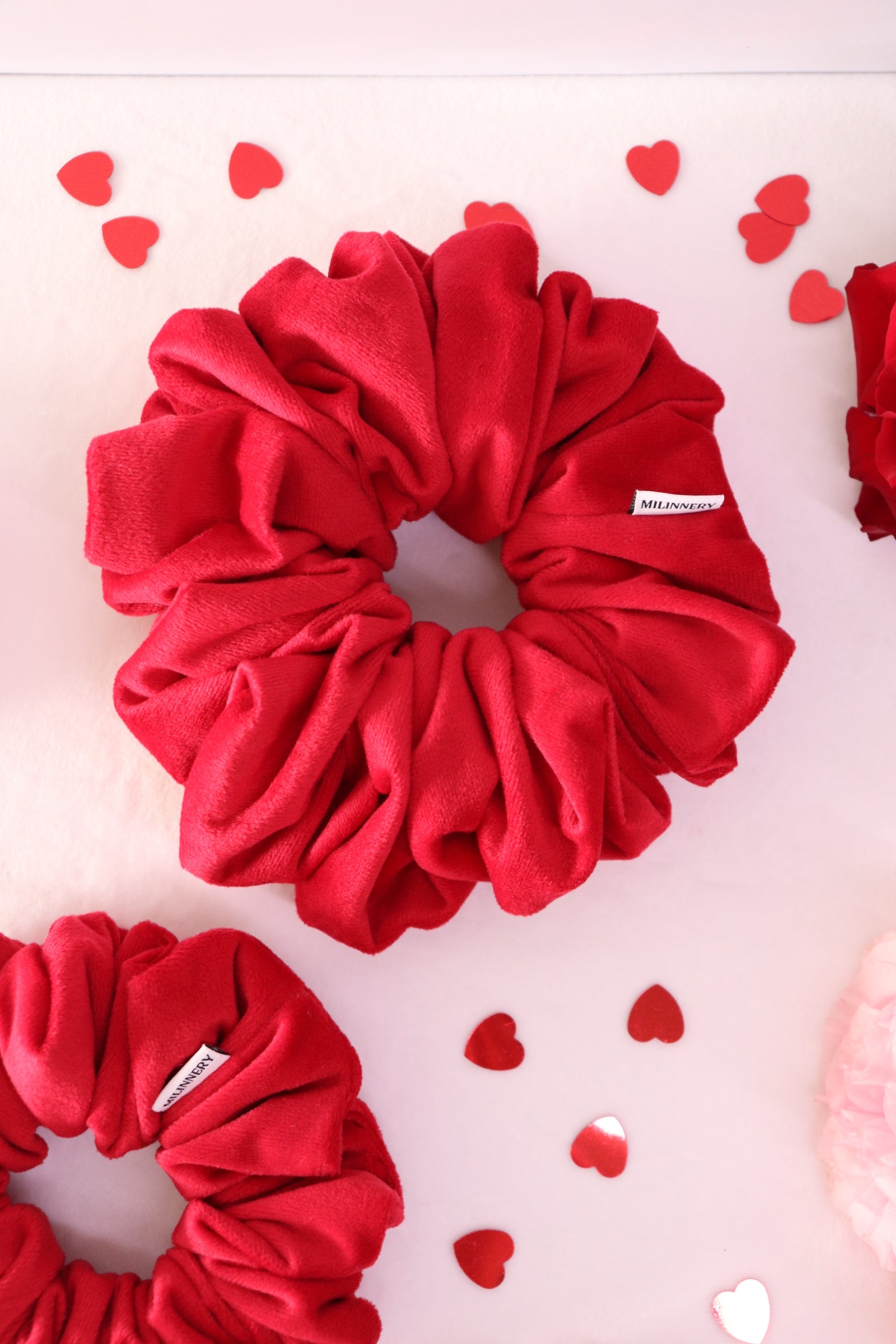 Scarlet Flame Velvet Scrunchie