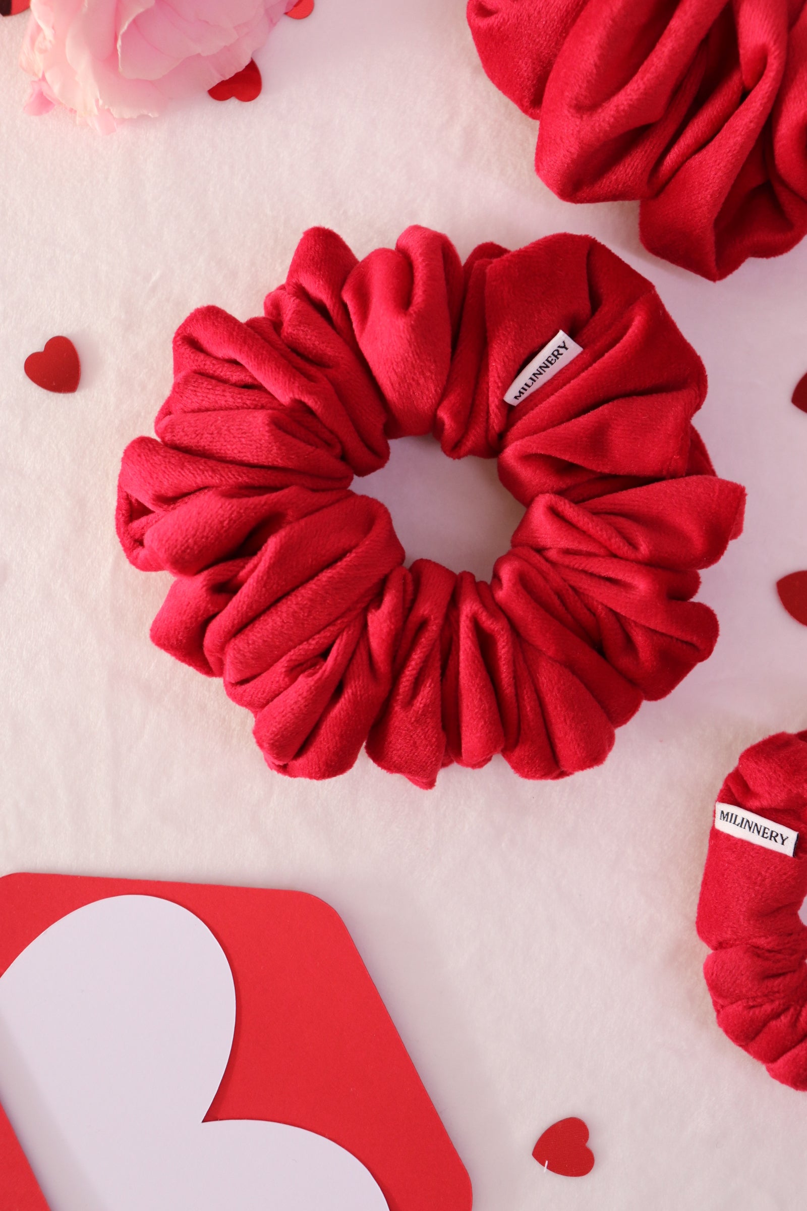 Scarlet Flame Velvet Scrunchie