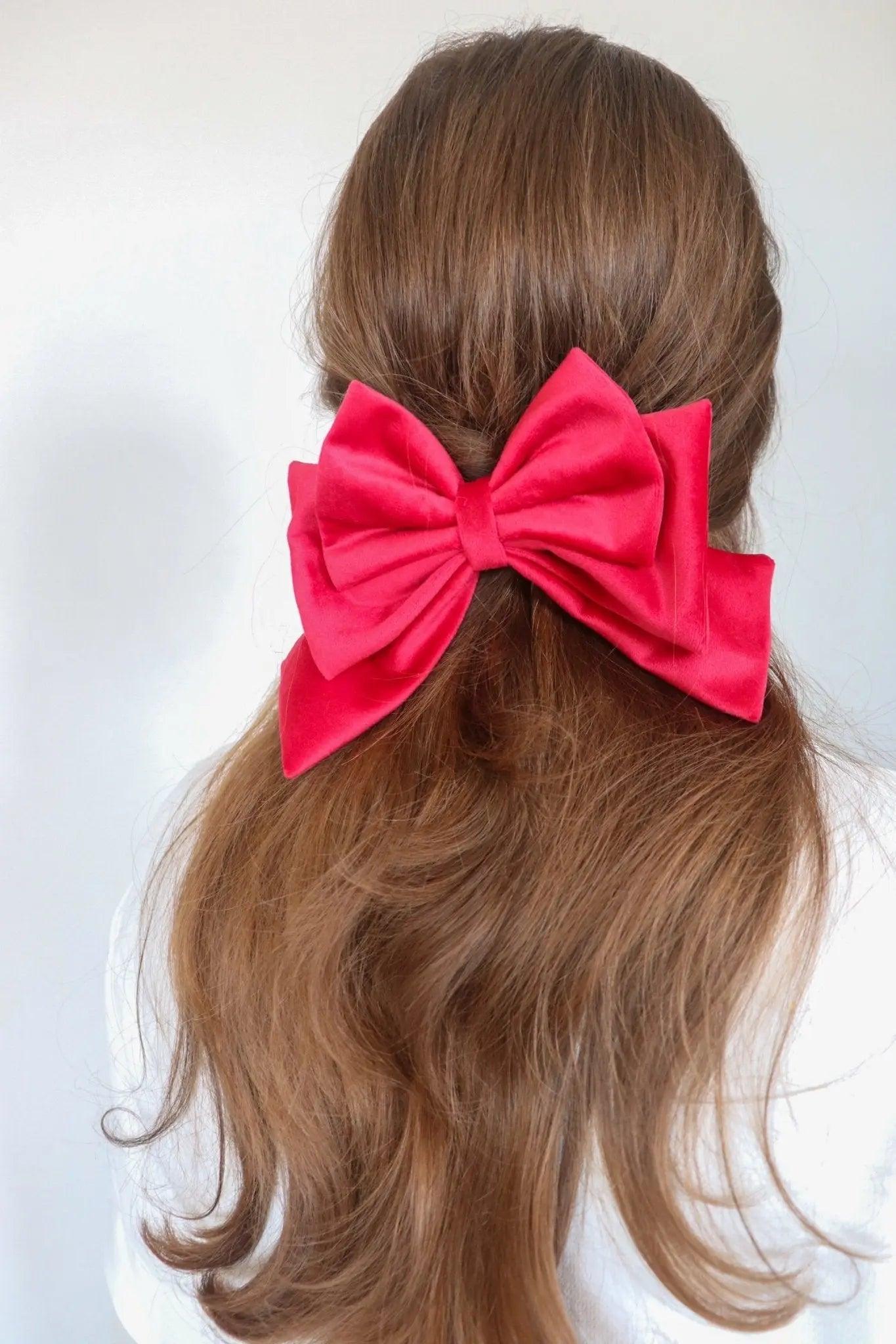 Red Hair Bow Clip - Milinnery