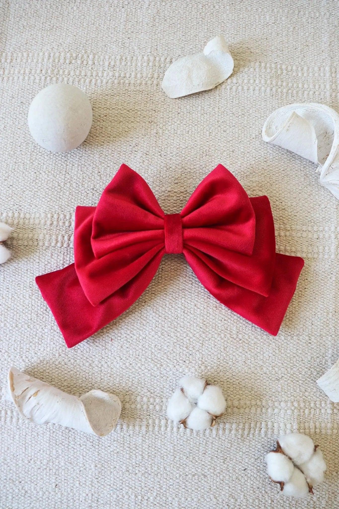 Red Hair Bow Clip - Milinnery