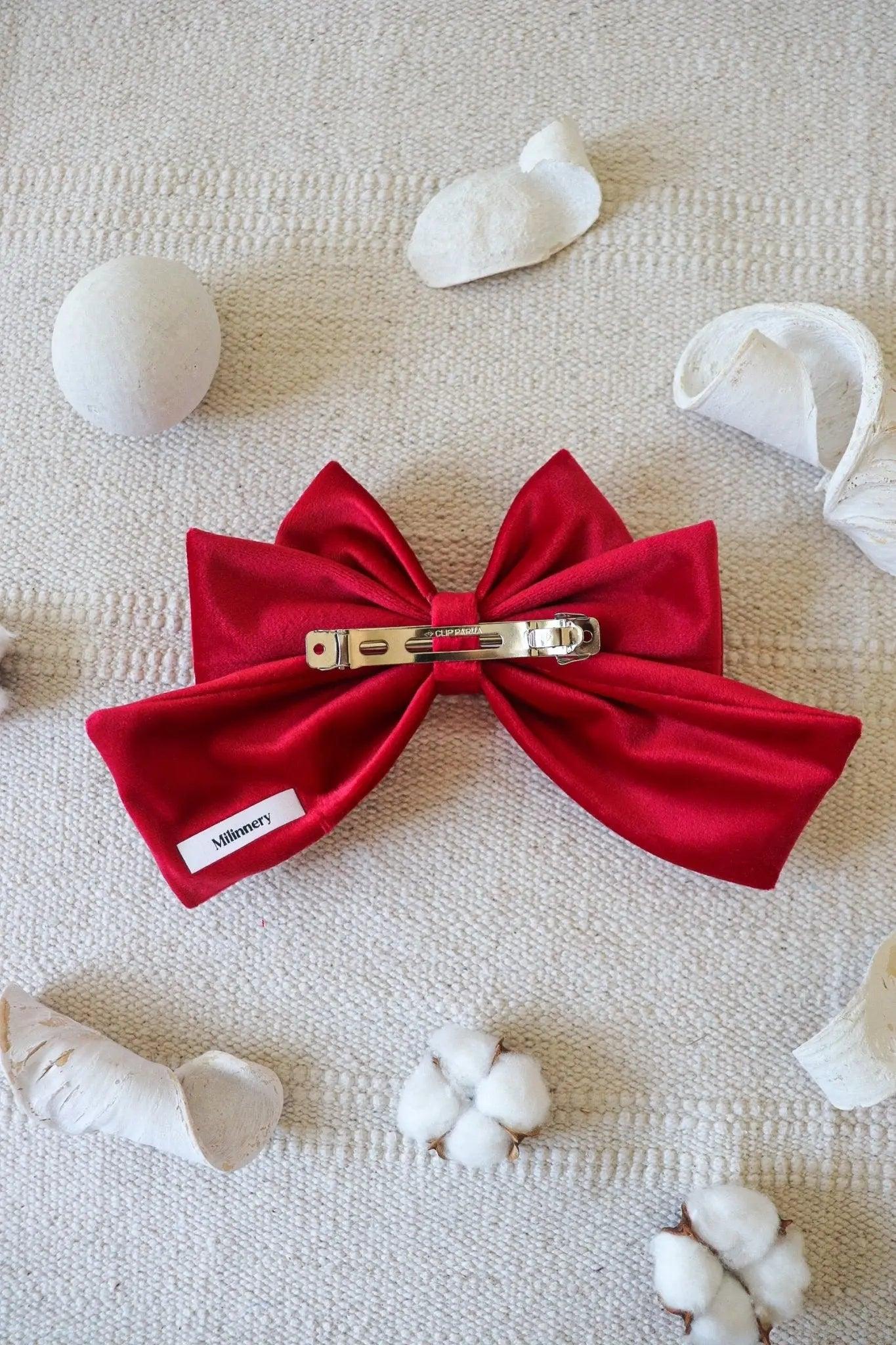 Red Hair Bow Clip - Milinnery