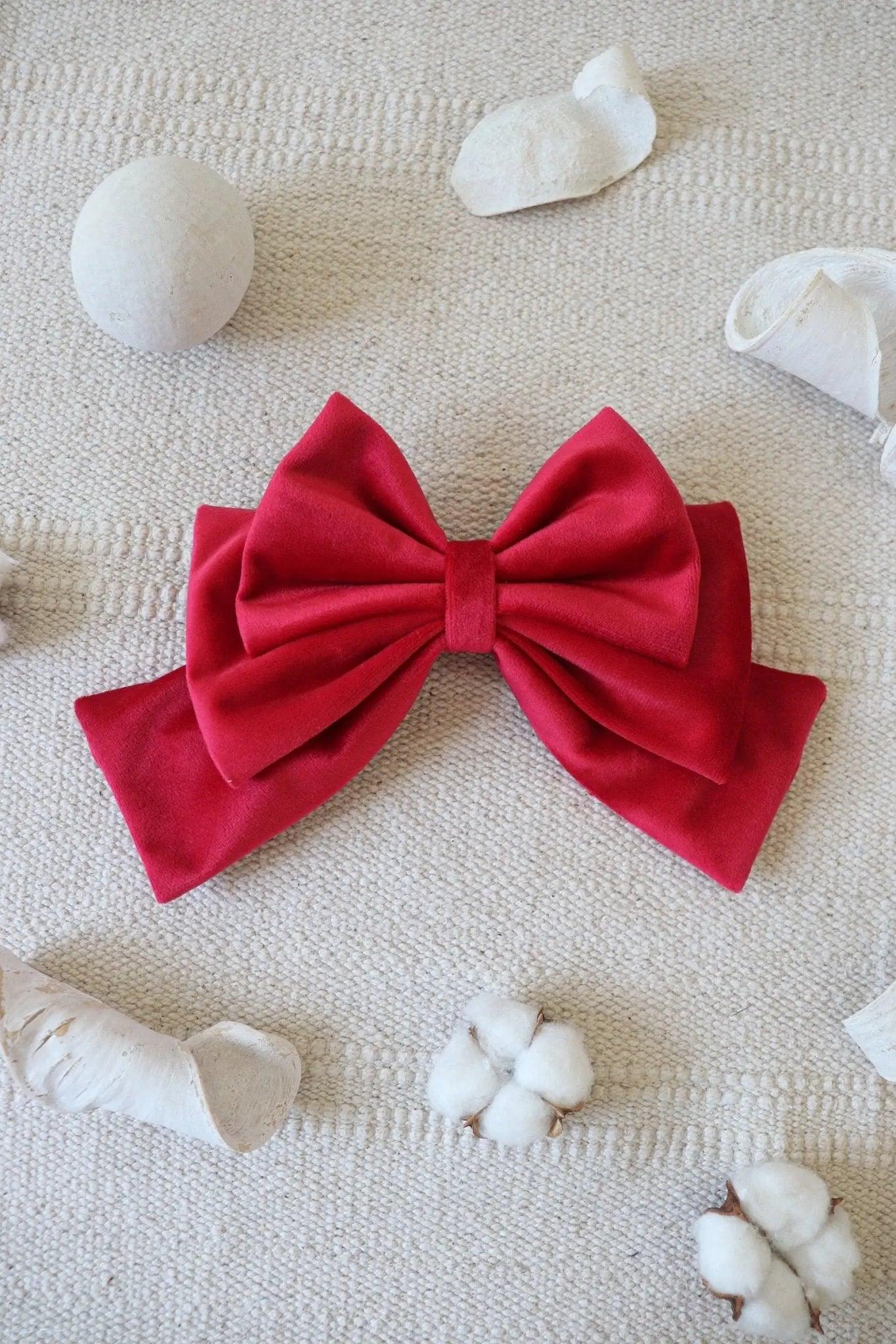 Red Hair Bow Clip - Milinnery