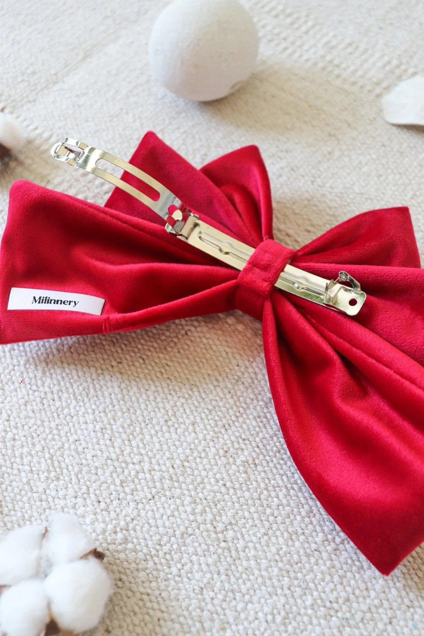 Red Hair Bow Clip - Milinnery