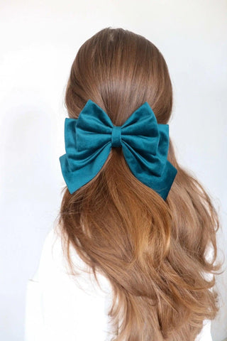 Teal Hair Bow Clip - Milinnery