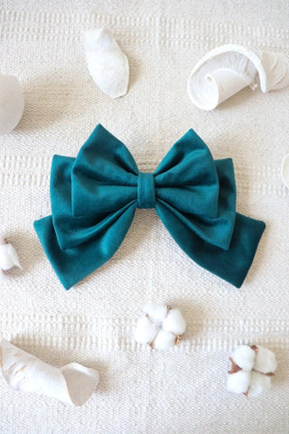 Teal Hair Bow Clip - Milinnery