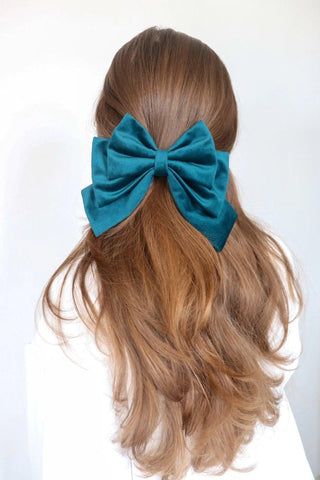 Teal Hair Bow Clip - Milinnery