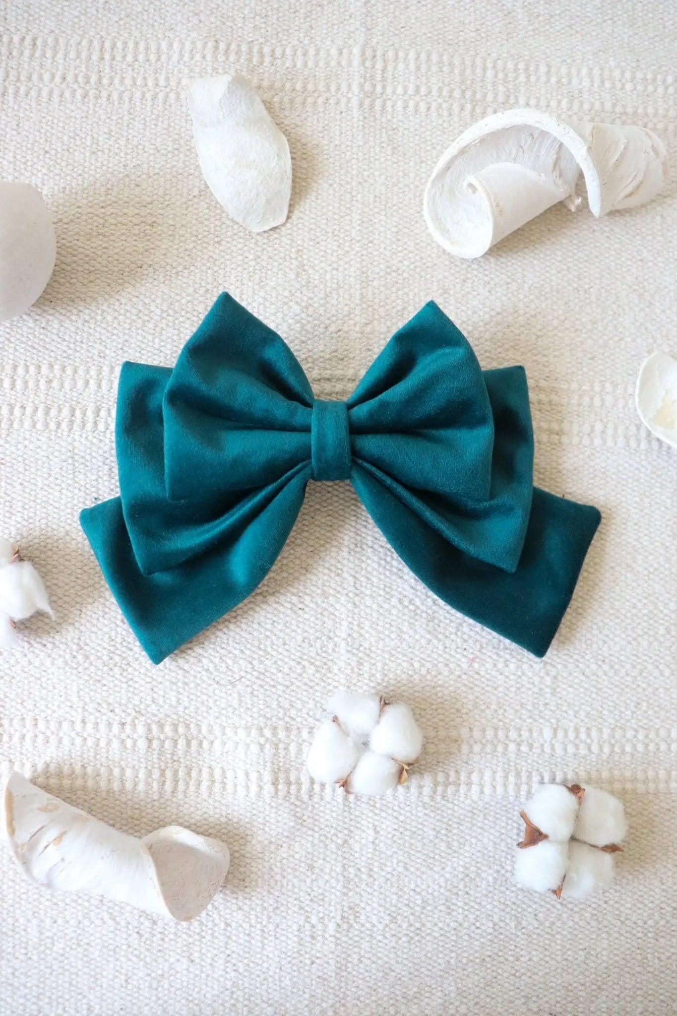 Teal Hair Bow Clip - Milinnery