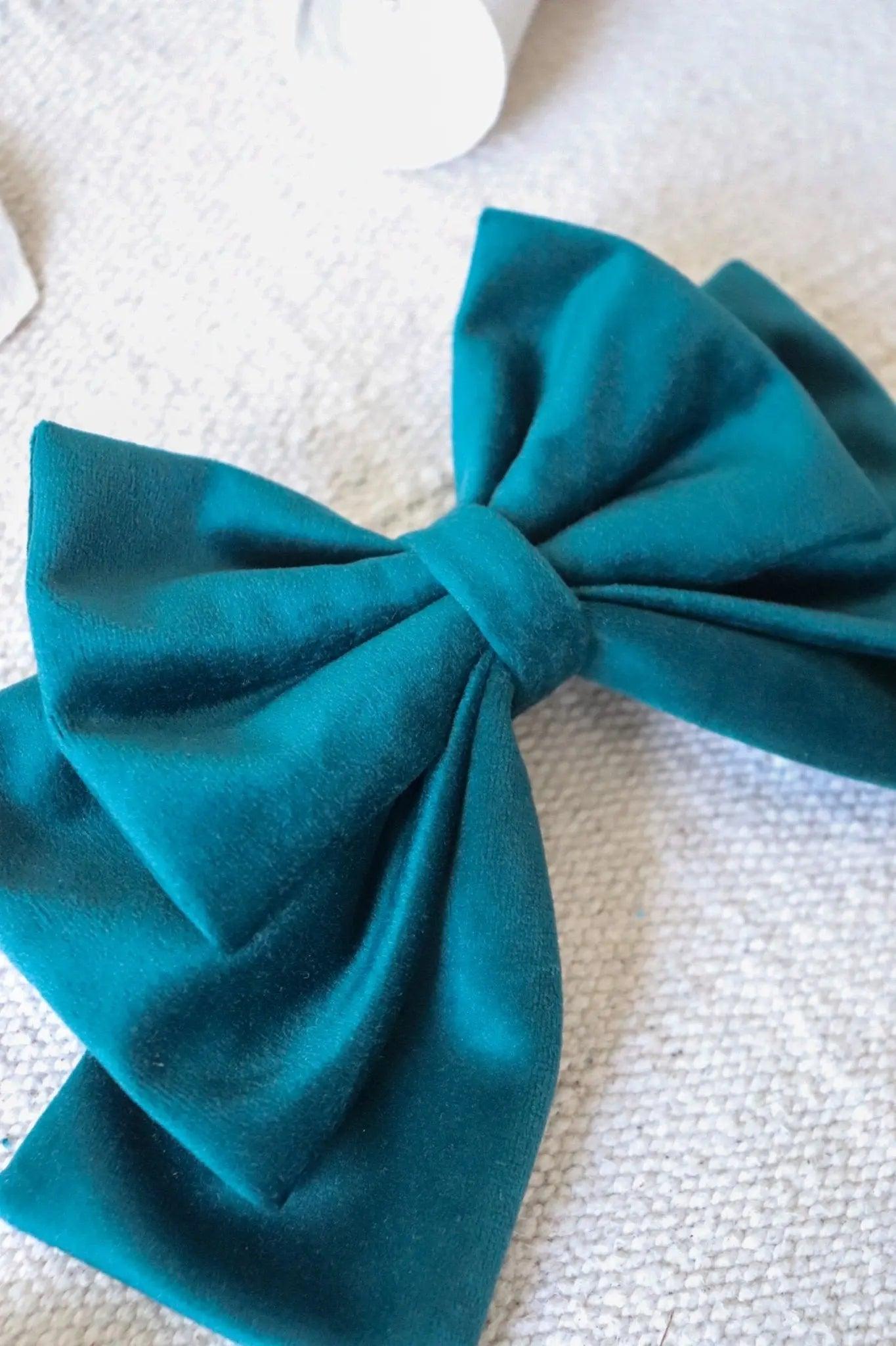 Teal Hair Bow Clip - Milinnery