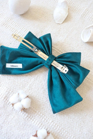 Teal Hair Bow Clip - Milinnery