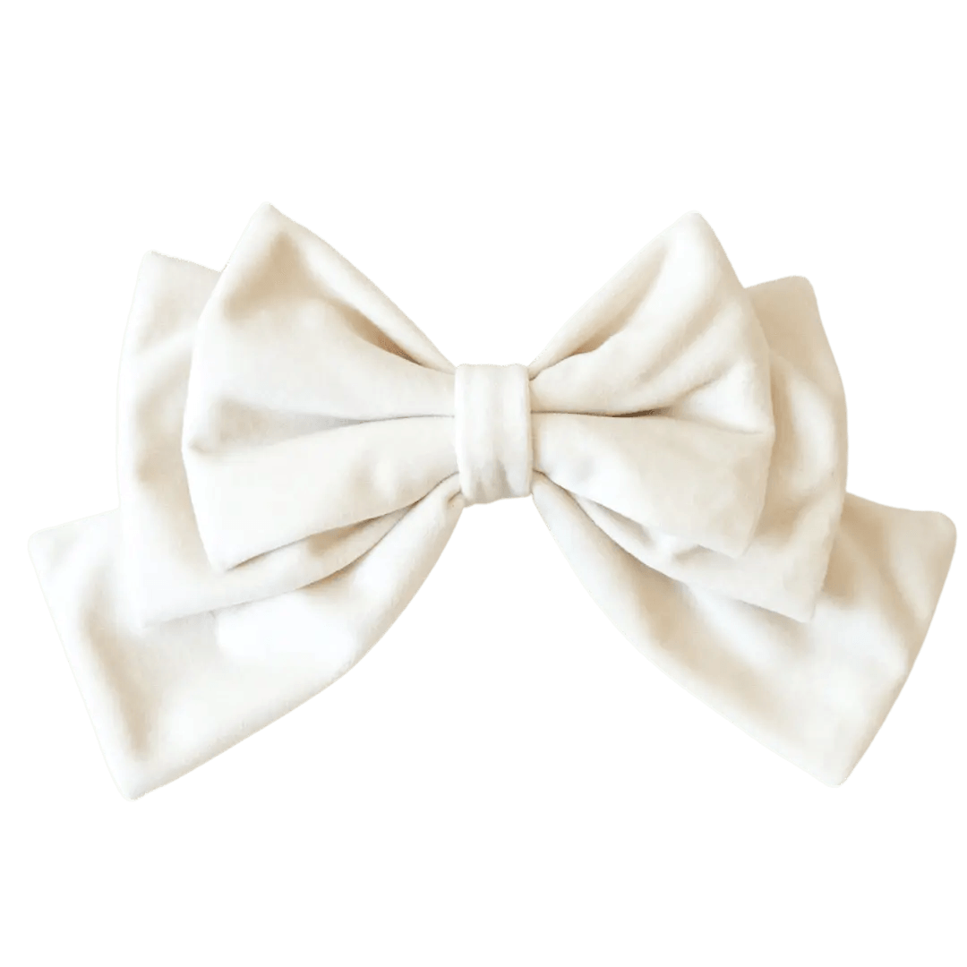 White Hair Bow Clip - Milinnery