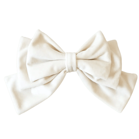 White Hair Bow Clip - Milinnery