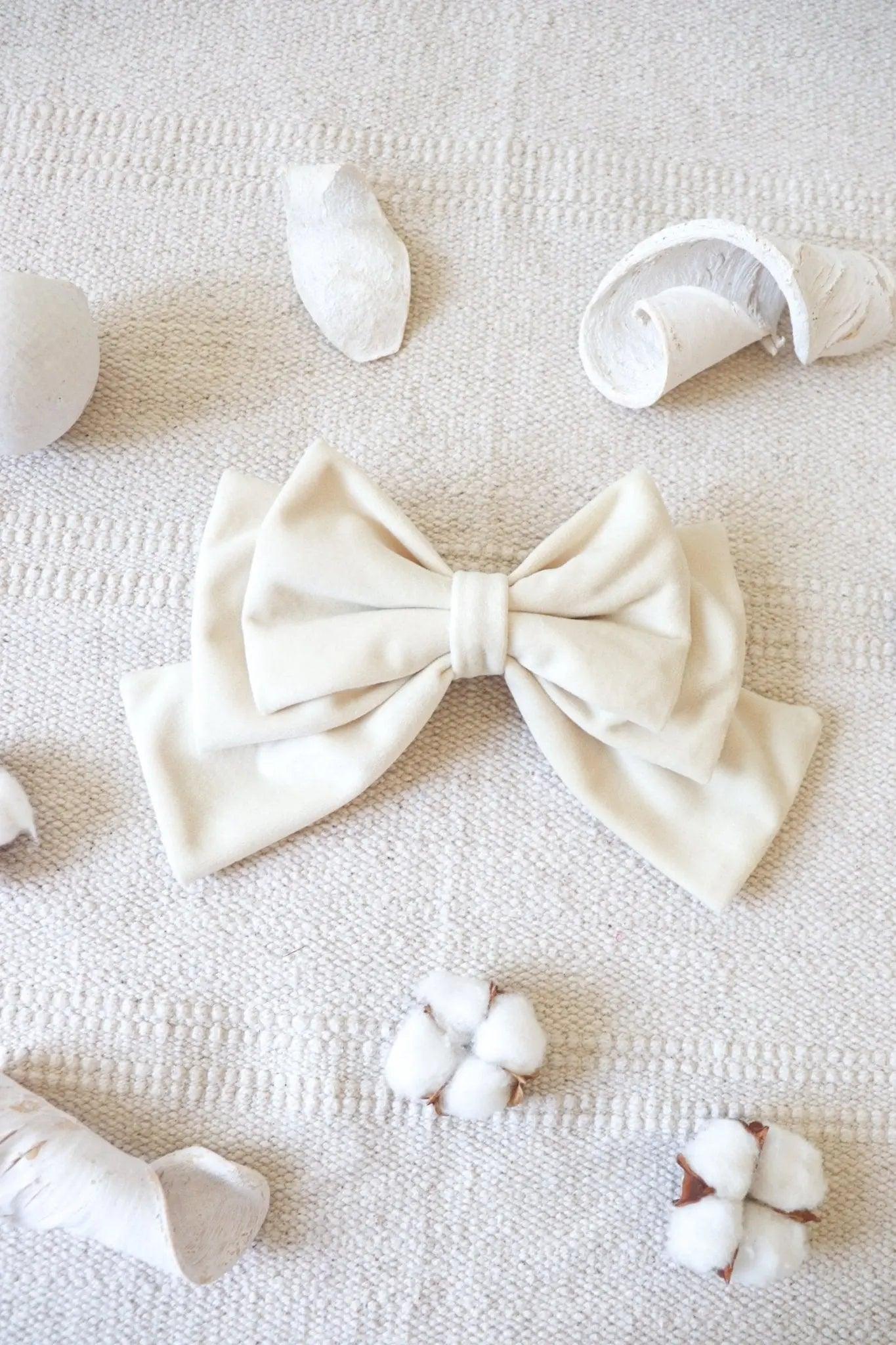 White Hair Bow Clip - Milinnery