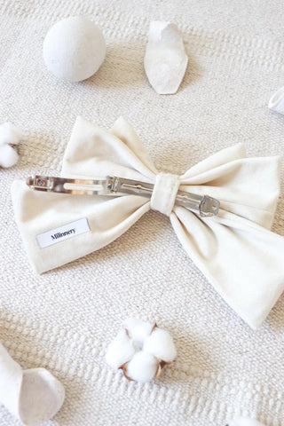 White Hair Bow Clip - Milinnery