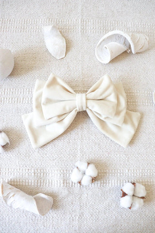 White Hair Bow Clip - Milinnery